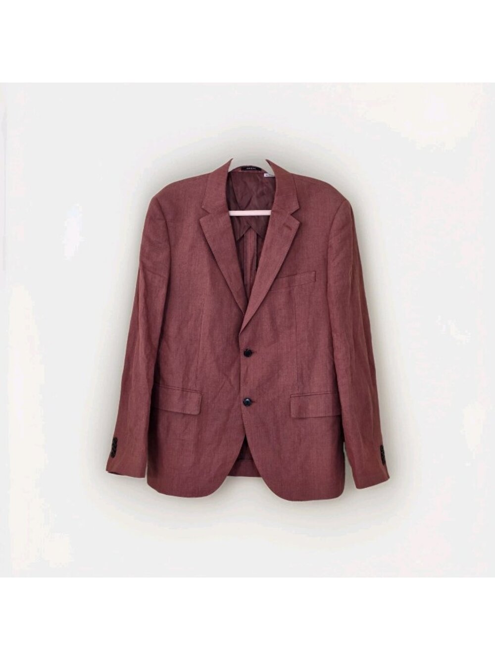 Club Monaco Linen Blazer US 42R Rust Brown Grant Fit Wedding Guest Quiet Luxury